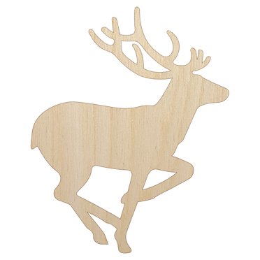 Deer Buck in Profile Solid Wood Shape Unfinished Piece Cutout Craft DIY Projects - 4.70 Inch Size - 1/8 Inch Thick