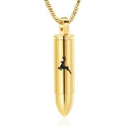 HEARBEINGT Deer Bullet Cremation Urn Necklace for Ashes Stainless Steel Memorial Cremation Jewelry for Loved One's Ashes Pendant