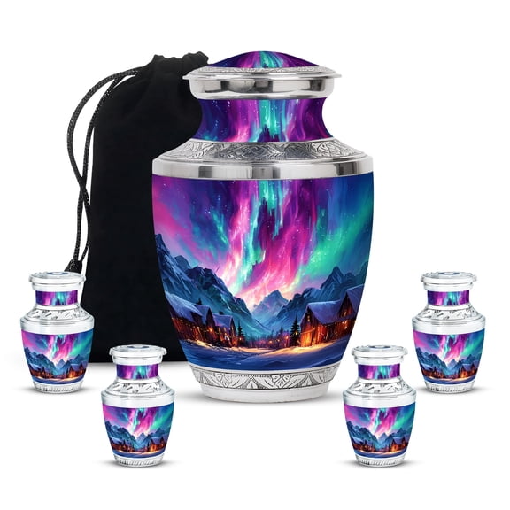 Unicorn Burial Urns for Human Ashes Adult Female, Unique Decorative Cremation Box, Large Memorial Keepsake Urn, Funeral Gift - 3Inch 4Pcs Small & 10Inch 1Pcs Large Size Combo- Pack Of 5