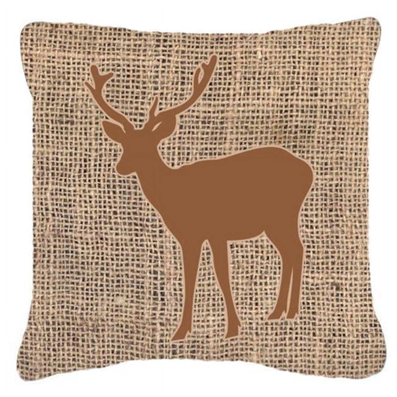 Deer Burlap and Brown Indoor & Outdoor Fabric Decorative Pillow