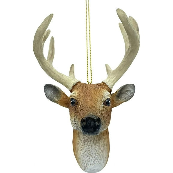 Deer Bust Head Hunters Antler Rack 8 Point Buck Hunting Christmas Tree Ornament
