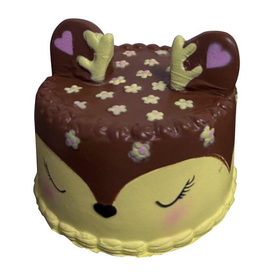 Deer Cake Squishy Slow Rising Stress Relief Ball,Fidget Sensory Squeeze Soft PU Foam Anxiety Relief Calming Animal Dessert Hand Squishy for Adults Office Desk and Party Favors,A