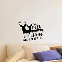 Deer Are Calling Quote Hunting Hunter Huntsman Hunt Forest Animal Quotes Wall Decal Wall Sticker Vinyl Art Mural for Girls / Boys Outdoor Home Room Walls Bedroom House Decor Decoration (20x20 inch)