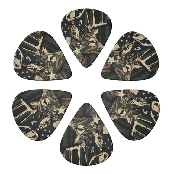 Deer Camo American Flag Camouflage Guitar Pick 6 Pack for Bass Acoustic Electric Guitars Lovers Gift 0.96mm