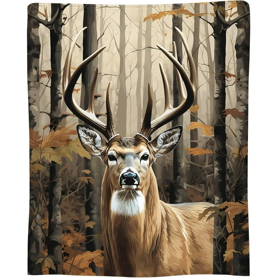 Deer Camo Blanket, Hunting Gifts for Men & Women, 50"x40" add Same printed canvas bag