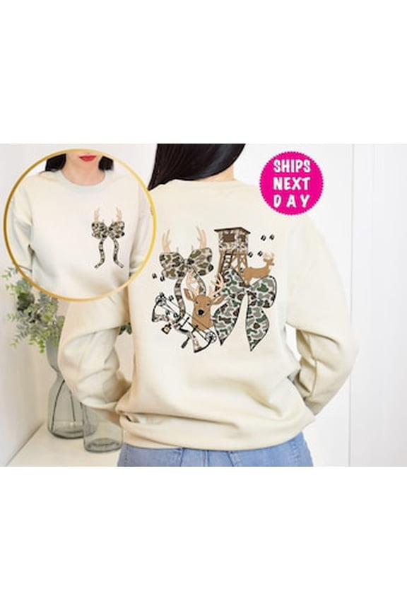 Deer Camo Coquette : Hunting Season, Hunter'S Wife Gift, Light Pink Sweatshirt