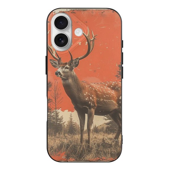 Deer Camo Vintage Red Black TPU Case for iPhone 17 Slim Shockproof Protective Phone Cover