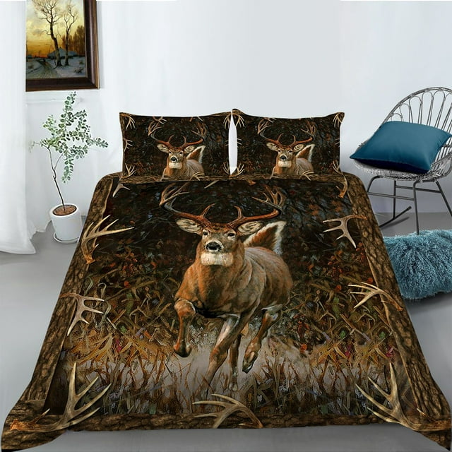 Deer Camouflage Hunter Bedding Set, Adult Teen Boys Bedding, Boys Full ...