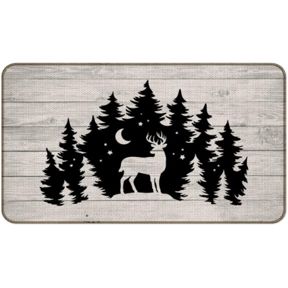 Deer Camping Door Mat, Rustic Bathroom Rugs, Deer Rug, Cabin Rugs, Forest Rug, Camper Door Mat, Rv Decor, Log Cabin Decor