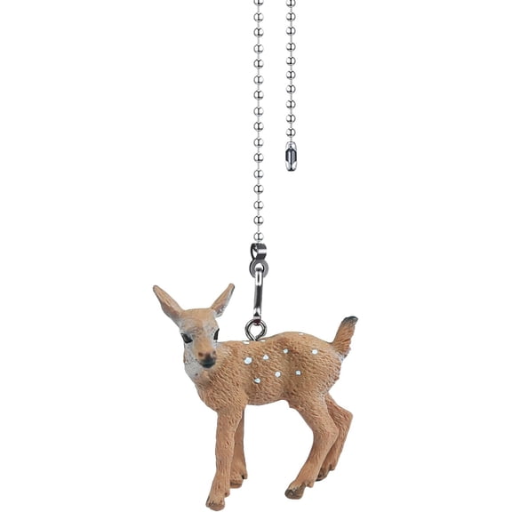 Deer Ceiling Fan Pull Chain,12in Cute Fawn Christmas Fan String Pulls Charm Extension Decorative,3mm Diameter Beaded Fan Light Pull Chains Extender Ornaments with Connector for Kids Room