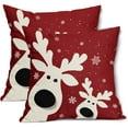 thumbnail image 1 of Deer Christmas Pillow Covers 20X20 Inch Winter Red Snowflake Reindeer Decorative Pillow Cases Merry Christmas Holiday Square Throw Pillows Set of 2 Home Decor for Sofa Couch Bedroom Outdoor, 1 of 4