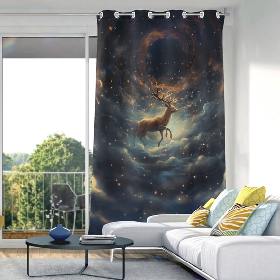 Deer Clouds Blackout Curtain Panels Drapes Privacy Assured with Light Filtering Curtains for Living room Bedroom Bathroom Window