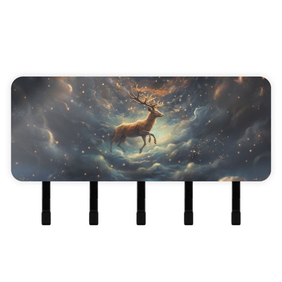 Deer Clouds Mail Holder Organizer Wall Mount with Shelf Key Holder Key Rack with 5 Key Hooks for Wall Decorative