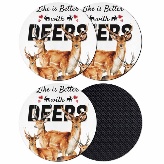 Deer Coasters Set of 4, Absorbent Coasters for Drinks, Wildlife Animals Farmhouse Country Elk Coaster for Desk Coffee Table Protection, Home Decor House Warming Gifts 4"