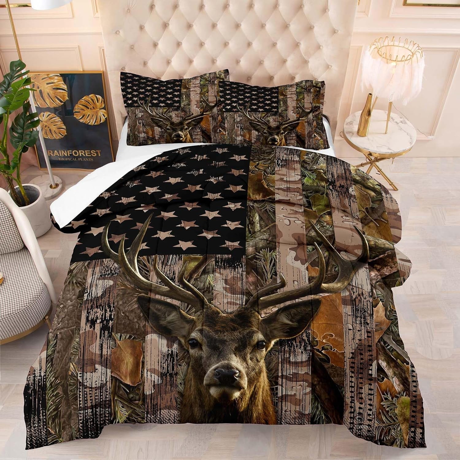 Deer Comforter Sets Full Size for Boys Kids Teens,American Flag Camo ...