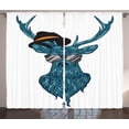 thumbnail image 1 of Ambesonne Deer Curtains 2 Panel Set, Teal Hipster Antler Print, 108" x 90", Teal and Black, 1 of 3