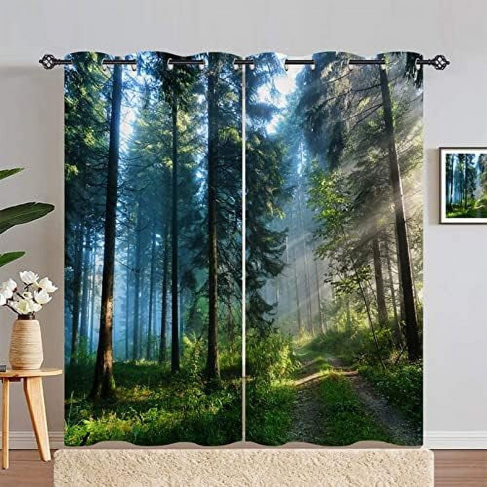 Deer Curtains Grommet Light Filtering Curtains with Autumn Forest