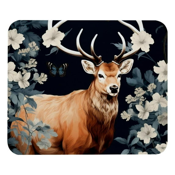 Deer Desk Pad Mousepad, Square 8.3x9.8 Inch Non-Slip Rubber Bottom Printed Desk Mat, Suitable for Office and Gaming