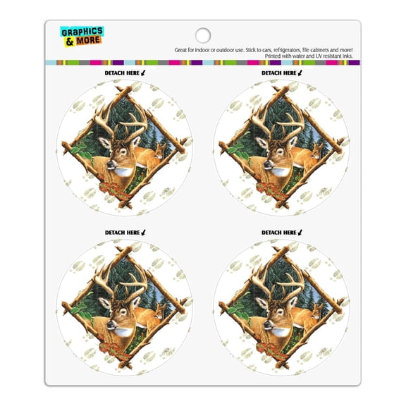 Deer Diamond Buck Hunting Refrigerator Fridge Locker Vinyl Circle Magnet Set