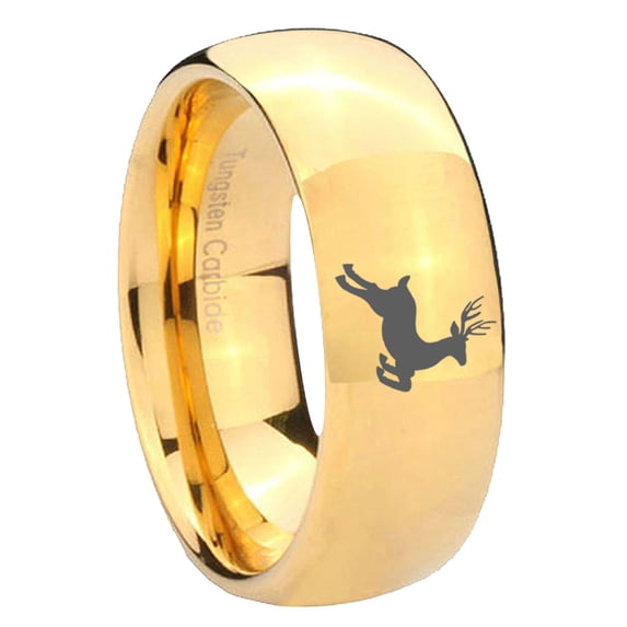 Deer Dome Gold Plated Tungsten Men Ring 10MM