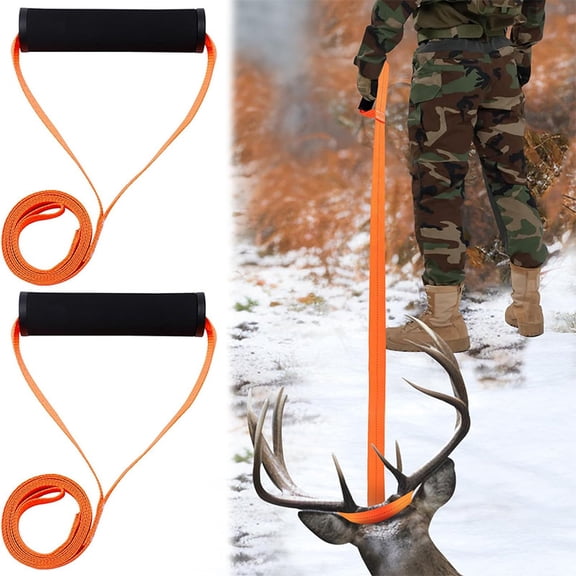 Deer Drags Hunting Gear, Heavy Duty Tow Ropes With Handle Portable Game Puller For Hunters Hunting Whitetail Elk Game Retrieval 2 Pack