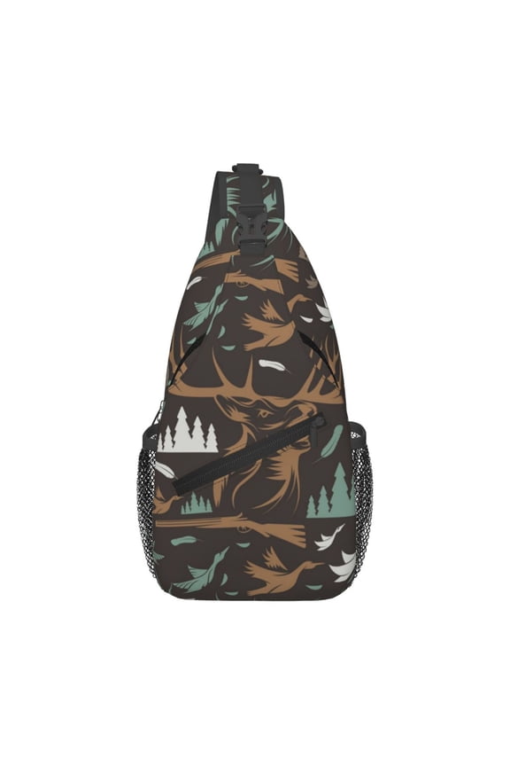 Deer Duck Hunting Vintage Sling Backpack Shoulder Chest Crossbody Bag Causal Travel Hiking Daypack