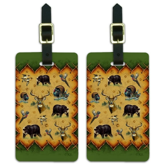 Deer Duck Pheasant Elk Bear Turkey Game Hunting Hunter Luggage ID Tags Suitcase Carry-On Cards - Set of 2