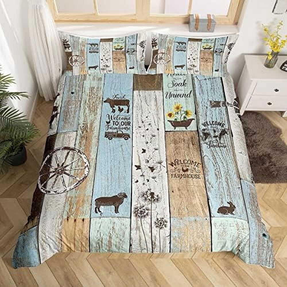 Deer Duvet Cover Full for Boys Girls Men Stars and Stripes Bedding Set