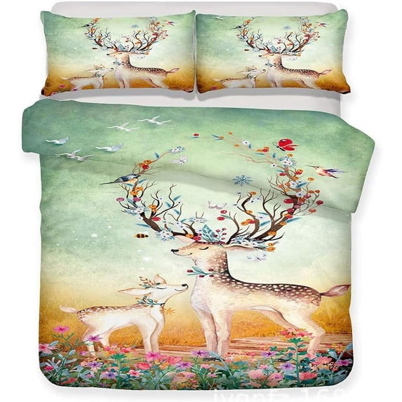 Deer Duvet Cover Set,Bedding Set for Kids and Adult, Home Decor,Twin Size