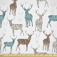 thumbnail image 1 of Ambesonne Deer Fabric by the Yard Upholstery, Old Text Animals Christmas, 2 Yards, Turquoise Brown Beige, 1 of 4