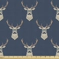 thumbnail image 1 of Ambesonne Deer Fabric by the Yard Upholstery, Retro Hipster Animals, 1 Yard, Slate Blue Tan, 1 of 4