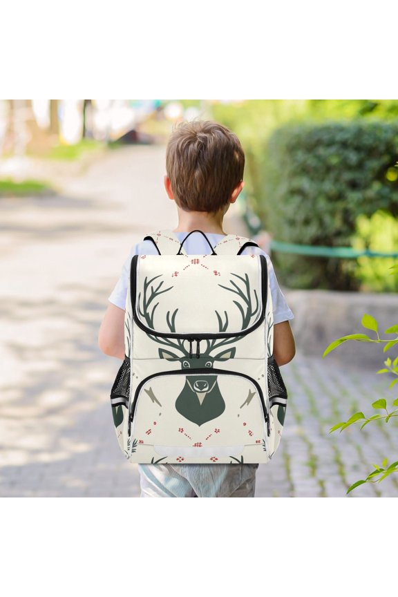 Deer Face Leaves Backpack Big Laptop Backpack Casual Daypack Quilted Large Capacity Large Bookbags