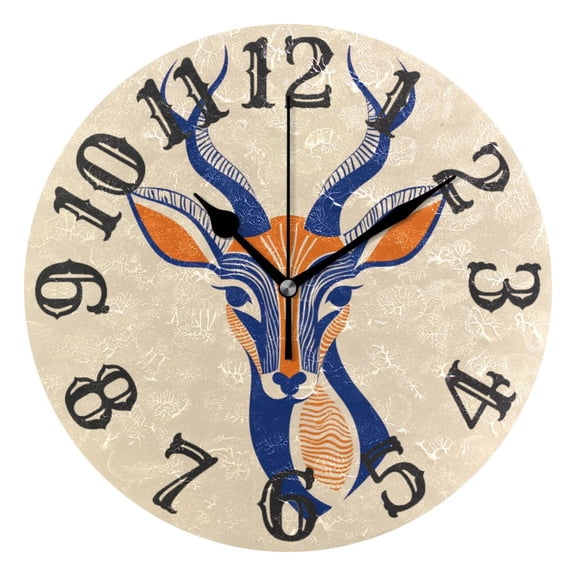 Deer Face Wall Clock 10 inch Non-Ticking Easy to Read Decorative Clocks for Home Bedroom Living Room