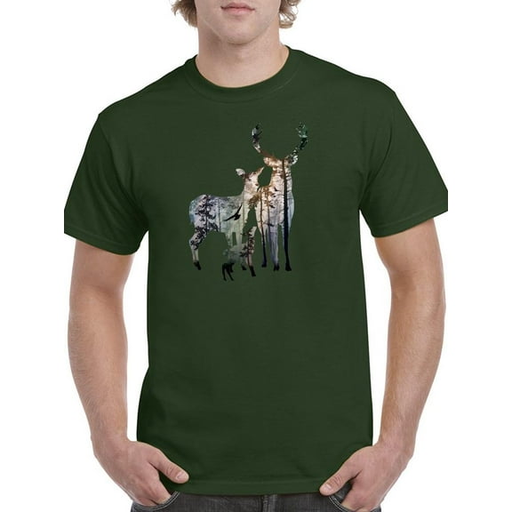 Deer Family Silhouette T-Shirt Men -Image by Shutterstock, Male Large