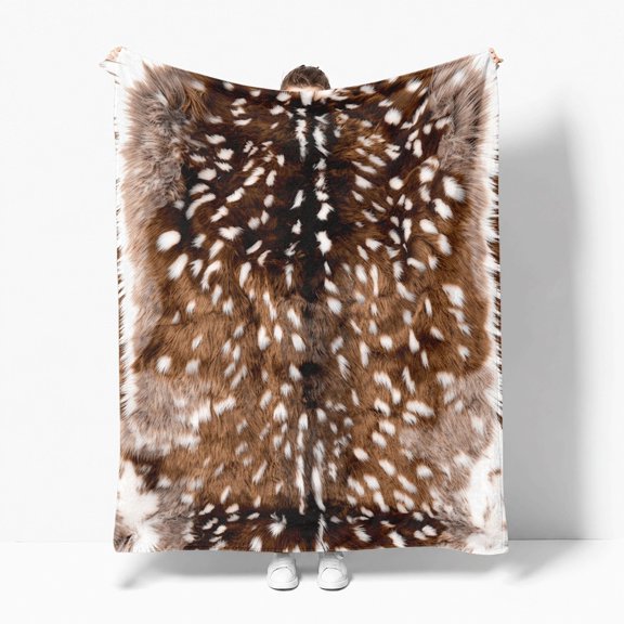Deer Fawn Fur Flannel Fleece Throw Blanket, Soft Cozy Plush Lightweight Warm All-Season Decorative Couch Sofa Bed Throw, Cozy Gift for Bedroom Living Room Office Travel