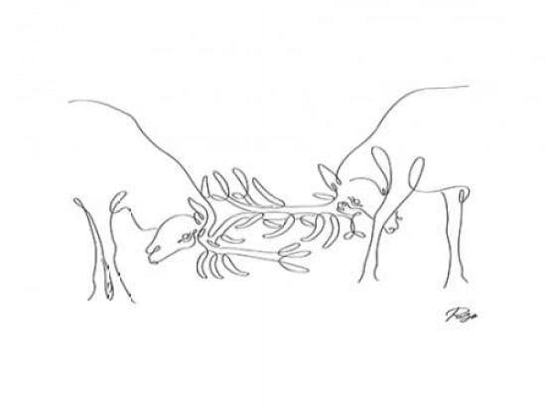 Deer Fight 01 Canvas Art - Gholam Reza Mahdavi (18 x 24)