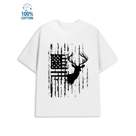 Deer Flag Tee mens flag 180G 100% Cotton white funny bang Unique Design Unisex Shirt Crewneck tshirts Original Unisex Shirt Crewneck tshirts Original Unisex Shirt Graphic Tee tshirts