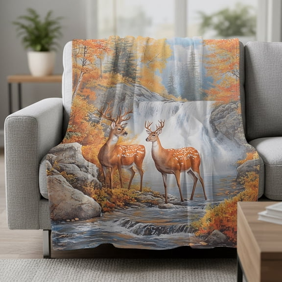 Deer Fleece Blanket, Forest Wildlife Rustic Ultra Soft Warm Throw Blanket Lightweight Plush Bed Blanket, Home Decor Throws for Couch Bed Sofa, 30x40 inches