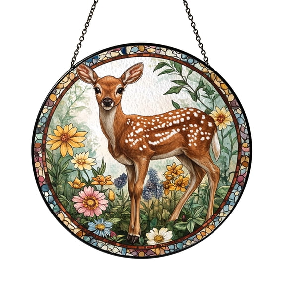 Deer Floral Acrylic Window Hanging – Home Decor