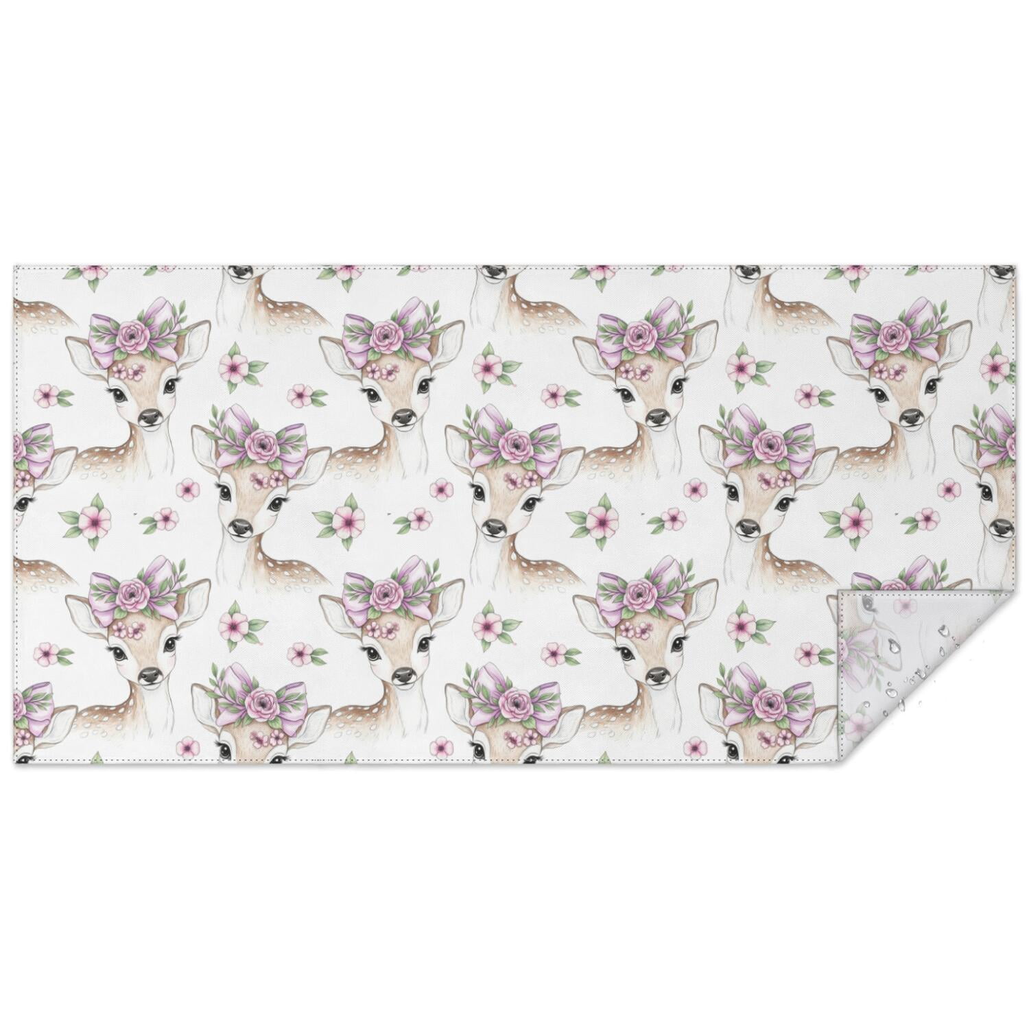 Deer Floral Crown White Pattern Rectangular Tablecloth 60x120 Inch ...