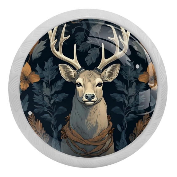 Deer Fluorescent Drawer Pulls with Screws – Round 4-Pack, Glow-in-the-Dark Knobs for Cabinets, Wardrobes, Dressers – Kitchen Hardware, Cabinet Pulls, Door Knobs