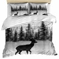 thumbnail image 1 of Deer Forest Bedding 3 Piece Duvet Cover Set California King, Retro Country Trees Mountain Nature Scenery Soft Microfiber Comforter Cover with Zipper Closure & Pillowcases, FadeResistant Quilt Cover, 1 of 9