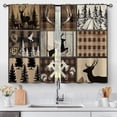 thumbnail image 1 of Deer Forest Kitchen Curtains - Vintage Small Short Cafe Tier Curtains Farmhouse Rustic Decor for Living Dining Room Rod Pocket Window Drapes 36 Inch Length 2 Panels Set 28"x36", 1 of 5