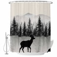 thumbnail image 1 of Deer Forest Shower Curtain, Waterproof Shower Curtains for Bathroom, Farmhouse Vintage Nature Trees Mountain Washable Fabric Bathtub Curtain Set Bath Decor with 12 Hooks 48"x72", 1 of 8