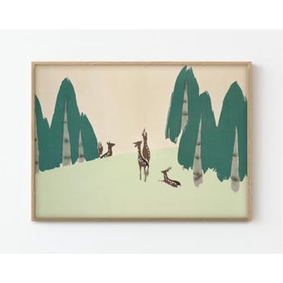 Deer From Momoyogusa Japanese Kamisaka Sekka Wall Art Print, Cultural ...