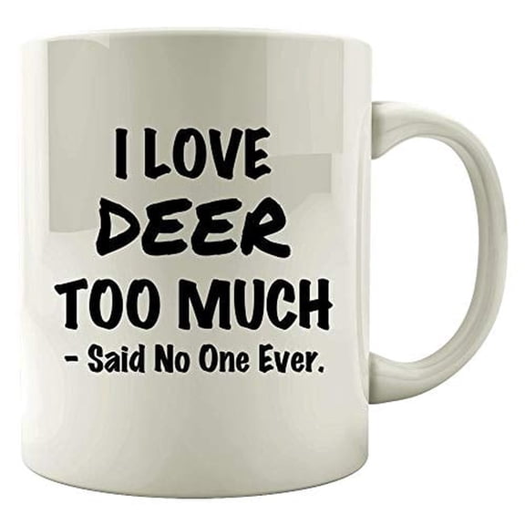 Deer 11 oz Coffee Mug - Antler Design White Ceramic Gift