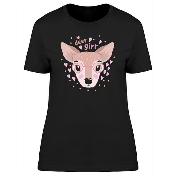 Deer Girl Cute Cartoon T-Shirt Women -Image by Shutterstock, Female Large