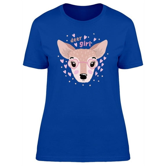 Deer Girl Cute Cartoon T-Shirt Women -Image by Shutterstock, Female XX-Large