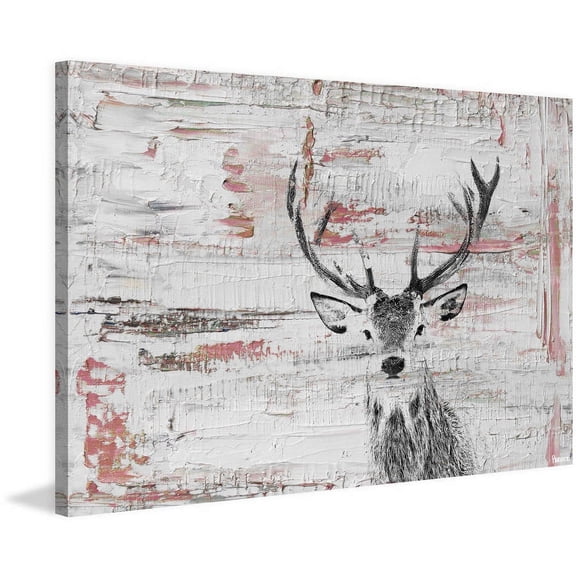 "Deer Glare" Painting Print on Wrapped Canvas