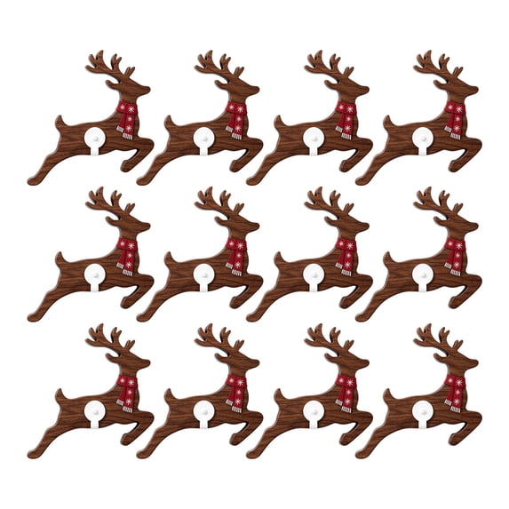 Deer Glow LED Christmas Reindeer Wall Decorations 3D Wooden Light Up Decor, Indoor Home Display Holiday Accent Hanging Ornament for Fireplace Window Living Room Party Festive Scene (12pcs 12in)